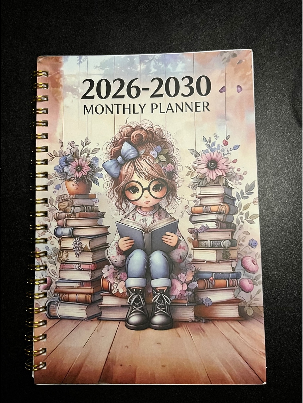 OCD dream calendar 2026-2030 Monthly Planner with Cute Bookworm Girl Cover
